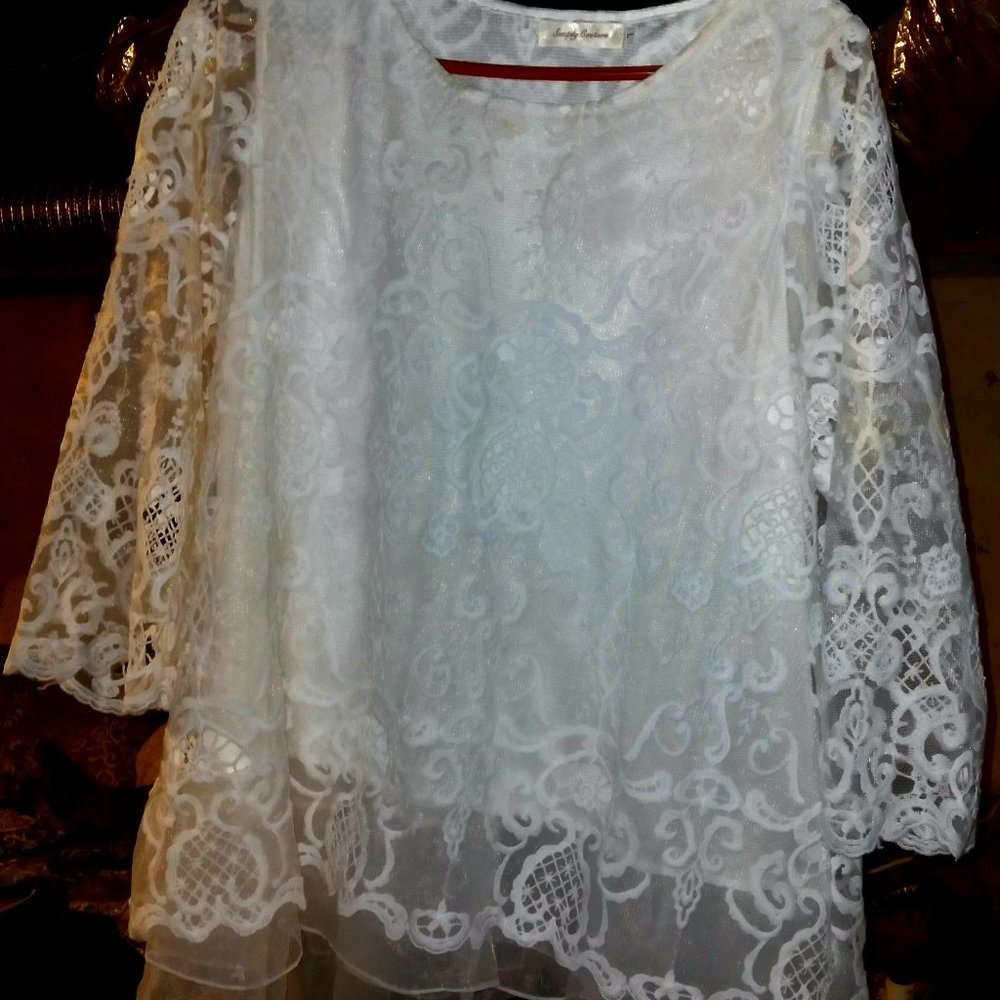 Ladies layered White Lacy Blouse